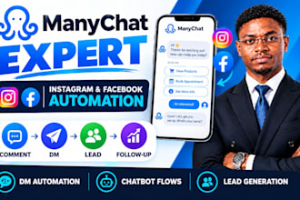 automate instagram, facebook, and whatsapp with manychat chatbot