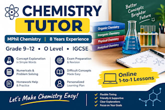 provide online chemistry tutoring