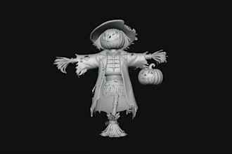 scarecrow statue, candleholder 3dprint,halloween decor ,tabletop miniature model