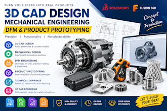 do 3d cad design, mechanical engineering, dfm, and product prototyping