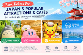 book tickets for ghibli museum, kirby cafe, sky shibuya and pokemon cafe