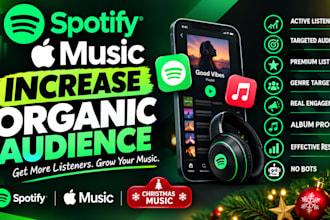 do organic spotify music promotion, apple music,  spotify christmas promo