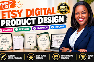 design etsy digital products, planners, printables and invitations
