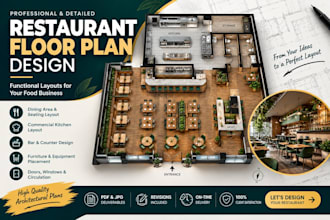 design restaurant floor plans, architectural plans and layouts