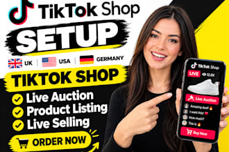 setup UK USA germany tiktok shop live auction product listing live selling