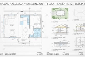 design adu plans, accessory dwelling unit floor plans, permit blueprints