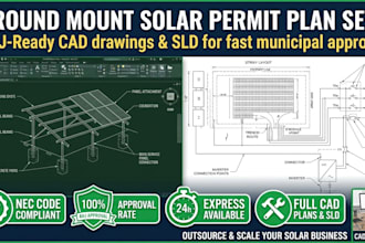 draft ground mount solar permit plan sets and cad sld for ahj