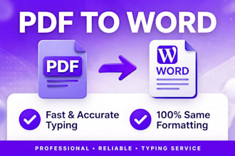 type PDF to word, image to word, and any document retyping