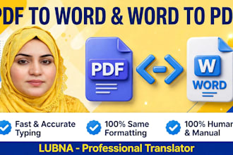 type PDF to word, image to word, and any document retyping