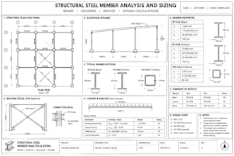 perform structural steel member analysis and sizing