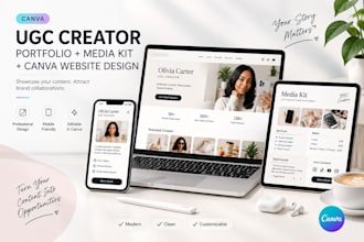 design ugc content creator porfolio ugc media kits, ugc website design on canva