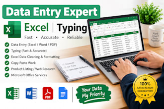 do data entry, excel data entry, typing work