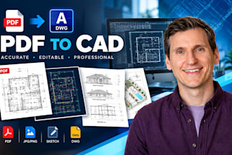 convert PDF, blueprint or sketch to accurate autocad dwg