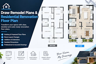 draw remodel plans and residential renovation floor plan