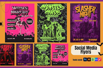 design a spooky halloween flyer for your party or event
