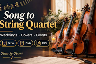 arrange your song for string quartet, string trio, wedding strings