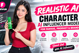 design realistic ai influencer model video, ai character to promote your product
