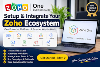 setup zoho CRM and zoho one with flows, books, forms, campaign and mail