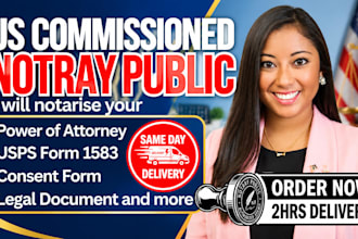 do US, UK same day notarization, remote online notary, stamp and seal, usps 1583