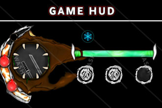 design 2d game UI, hud and icons