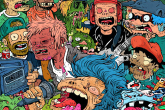 make an crazy cartoon for your pop punk album,single cover