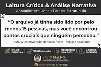fazer leitura critica e analise narrativa da sua historia sem ia