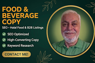 write SEO halal food and b2b amazon shopify listing copy