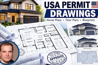 create USA house plans, stamped architectural permit drawings and blueprint