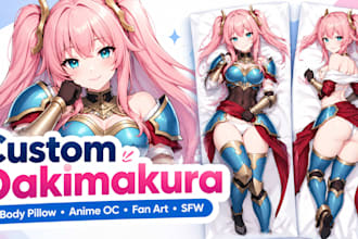 design dakimakura body pillow, illustration, sfw nsfw anime, oc, fan art, moujin