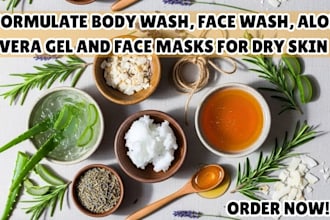 formulate body wash, face wash, aloe vera gel and face masks
