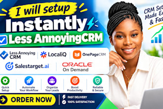 setup instantly less annoyingcrm localiq onepagecrm salestarget ai oracle demand