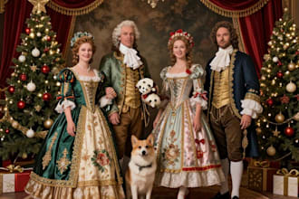 christmas couple family or pet portrait