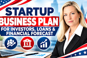 design a startup business plan for investors, loans and financial forecast