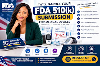 handle fda 510k submission, device listing, ndc, fda registration compliance