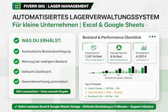 create automated inventory system for excel and google sheets