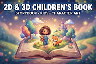 children book illustration, kids story book, 2d and 3d illustration