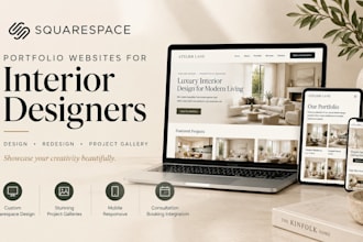 create a stunning squarespace portfolio website for interior designers