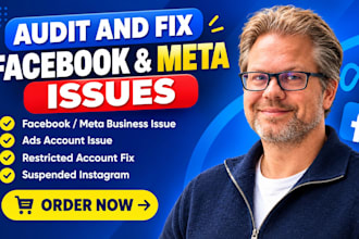 audit and fix meta ads manager, facebook meta business manager, ad account issue