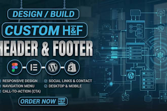 design a clean, and responsive header and footer