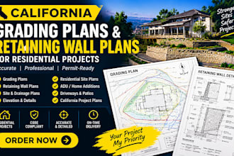 design california grading plans and retaining wall plans for residential project