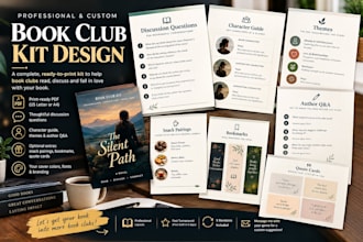 design a complete printable book club kit for your book or novel
