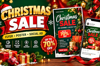 design christmas sale flyer holiday poster and festive social media ad