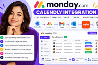 connect monday CRM with calendly gmail outlook lead booking zapier ai automation