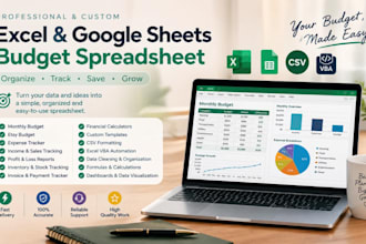 monthly excel budget, etsy budget spreadsheet, CSV, vba and googlesheets