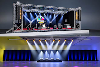 design 3d stage lighting, event stage, led wall and stage branding