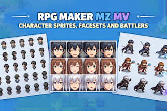 create rpg maker mz mv character sprites, facesets and battlers