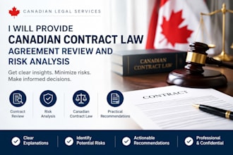 provide canadian contract law, agreement review and risk analysis