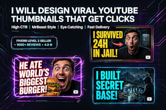 design eye catchy youtube thumbnail in 2 hours