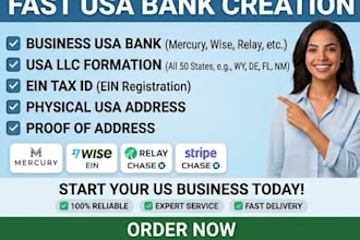 do usa bank creation, usa physical address, proof of address, usa llc, ein