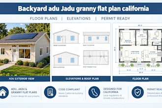 design a backyard adu jadu or granny flat plan for california